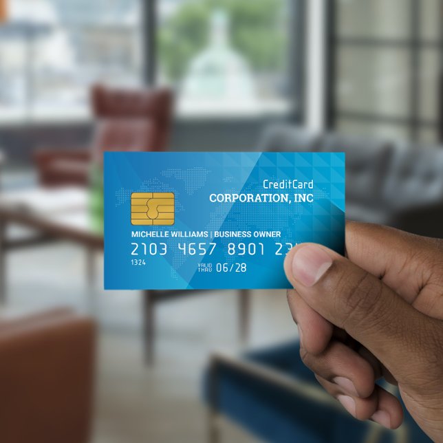 Tarjeta de crédito | Mapa del mundo | Azul geométr (Subido por el creador)