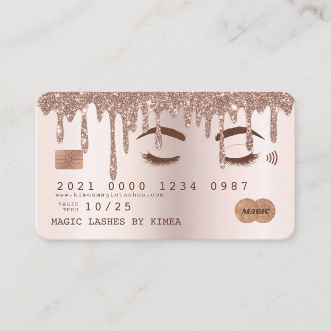 Tarjeta de crédito metálica Rubor Pink Purpurina D (Anverso)