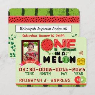 Tarjeta de crédito ONE in a Melon Photo Birday Par