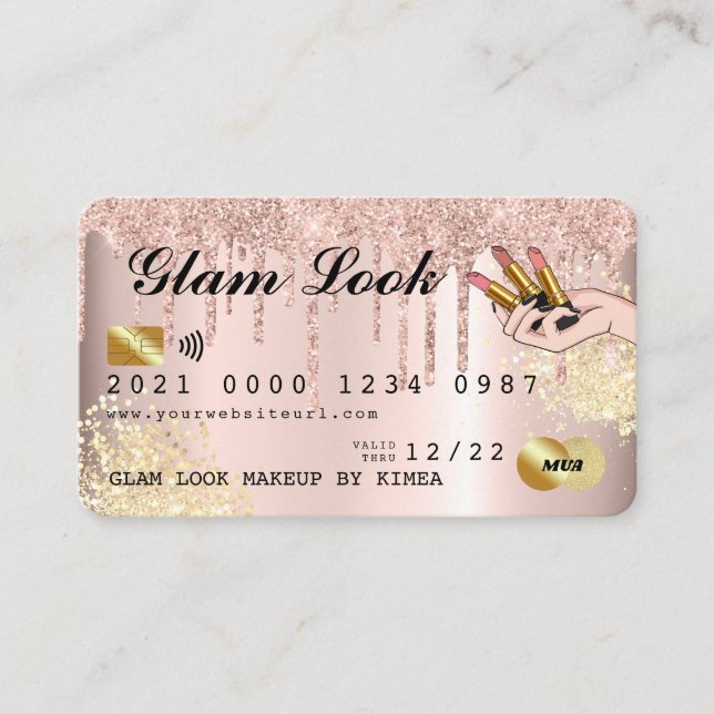Tarjeta de crédito para artista de maquillaje Rosa (Anverso)