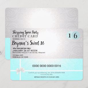 Tarjeta de Crédito para Fiesta Dulces 16 Compras e