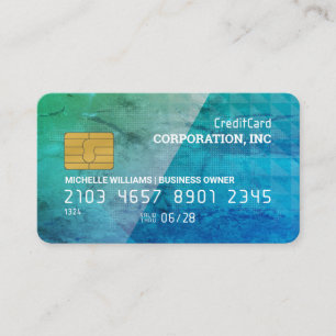 Tarjeta de crédito   Patrón geométrico   Verde azu