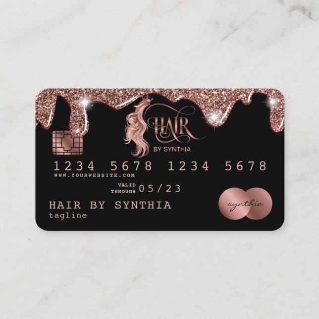 Tarjeta de crédito Rosa de goteo con estilo Gold H (Anverso)