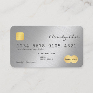 Tarjeta de crédito simplista brillante platino