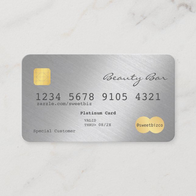 Tarjeta de crédito simplista brillante platino (Anverso)