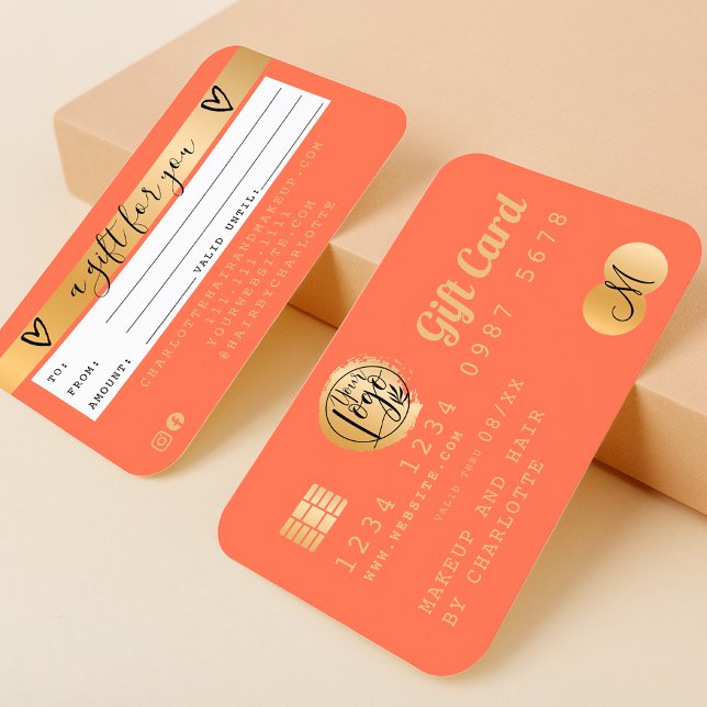 Tarjeta de crédito tarjeta de regalo de Relieve me (Credit card neon pink gold foil gift card coral)