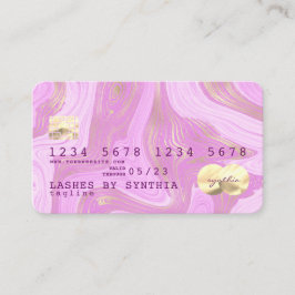 tarjeta de crédito unicornio rosa pastel y mármol 