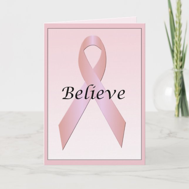Tarjeta de creencia de cinta rosa de cáncer de mam (Anverso)