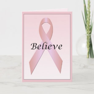 Tarjeta de creencia de cinta rosa de cáncer de mam