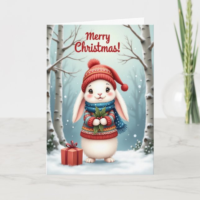 Tarjeta de Criatura de Invierno Tejida (Anverso)