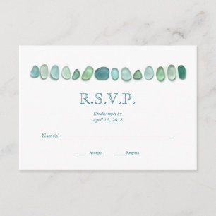 Tarjeta de cristal de RSVP del mar de la