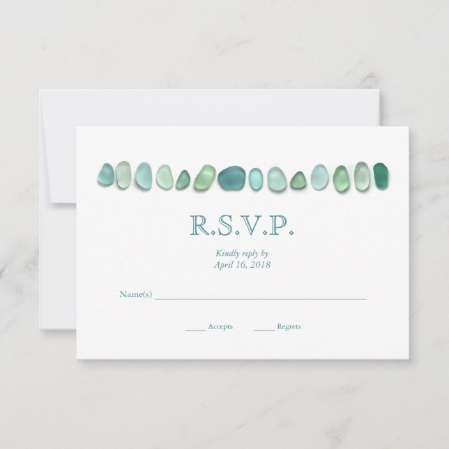 Tarjeta de cristal de RSVP del mar de la (Anverso)
