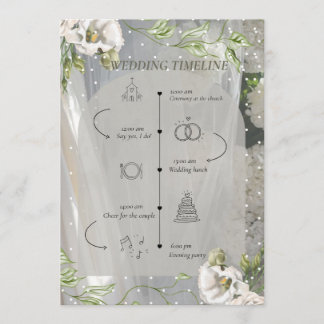 Tarjeta de Cronograma de Boda de Lunares de Verdor