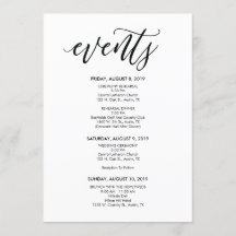 Tarjeta de Cronograma / Itinerario de Boda Perfect