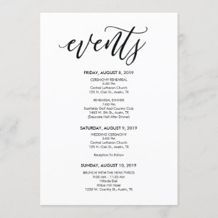 Tarjeta de Cronograma / Itinerario de Boda Perfect
