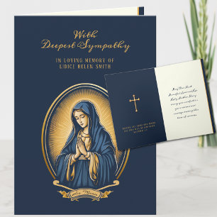 Tarjeta de crucifijo de oro de la Virgen María sim