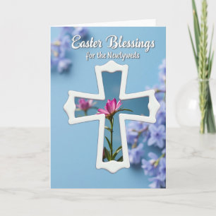 Tarjeta de cruz de flores de bendiciones de Pascua
