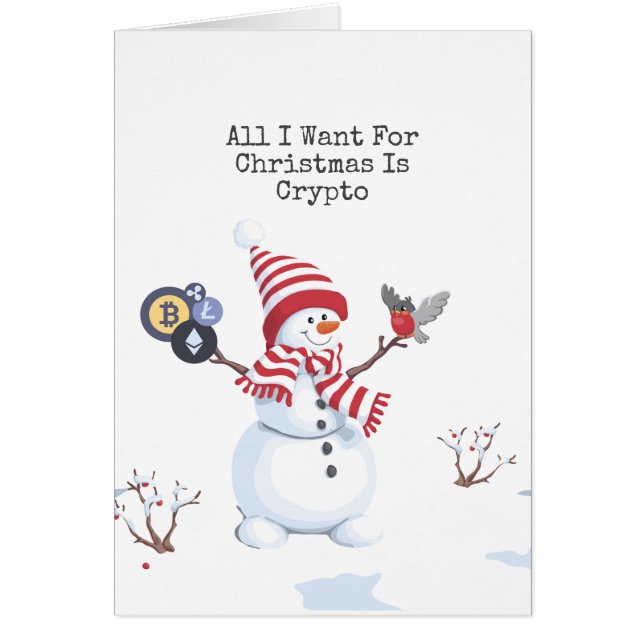 Tarjeta de Crypto Navidad Muñeco de Nieve (Frente)