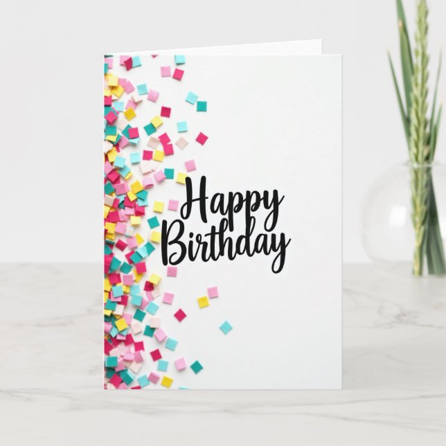 Tarjeta de cuadrados de cumpleaños coloridos (Anverso)