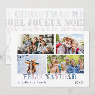 Tarjeta de cuatro fotos Feliz Navidad