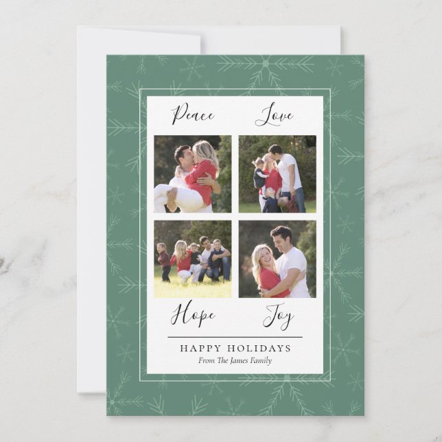 Tarjeta de cuatro Navidades fotográficos Green Sno (Anverso)