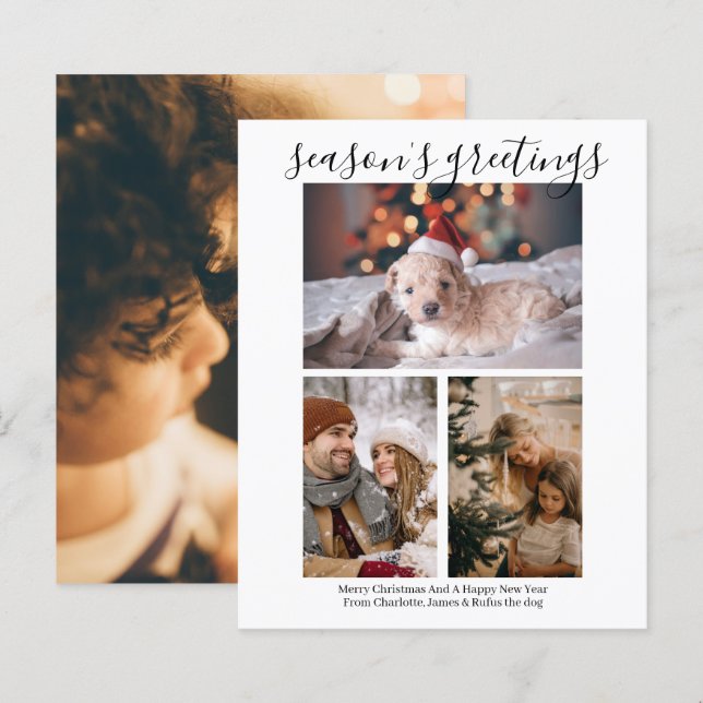 Tarjeta de cuatro Navidades fotográficos personali (Anverso / Reverso)