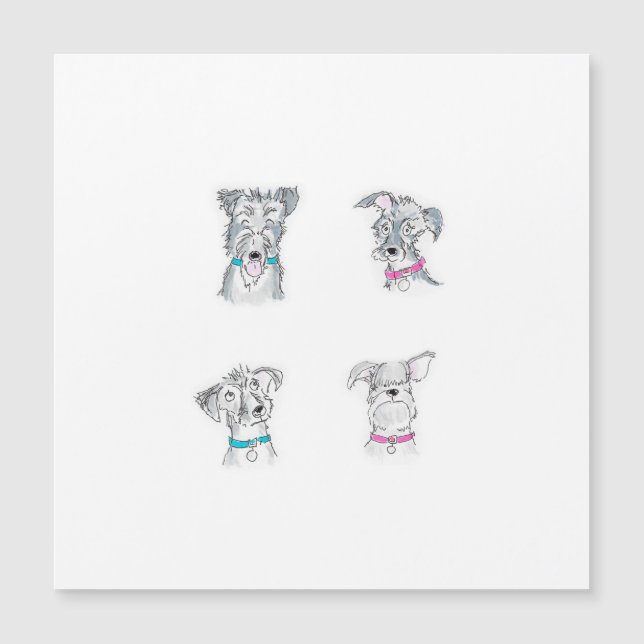 Tarjeta de cuatro perros desaliñados (Anverso)