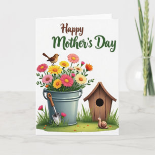 Tarjeta de Cubo de Jardín Floral en Flor