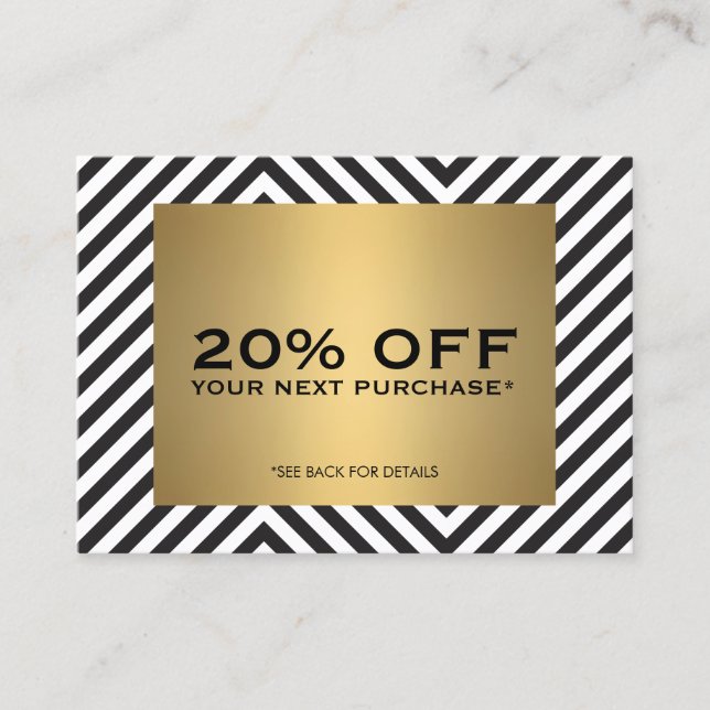 Tarjeta de Cuento Retro Black White Pattern Gold N (Anverso)