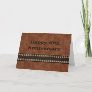 Tarjeta de cuero de aniversario feliz