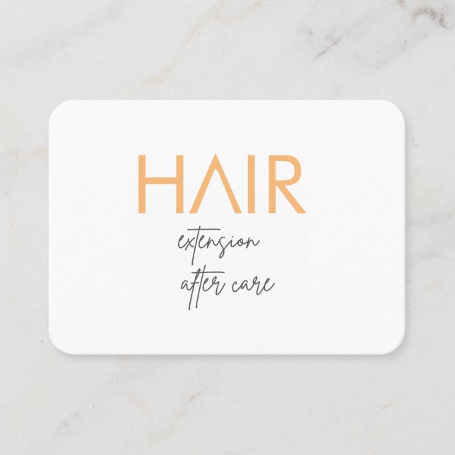 TARJETA DE CUIDADO DE EXTENSIÓN DEL PELO (naranja) (Anverso)