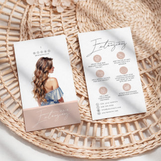 Tarjeta de cuidado de extensiones de cabello