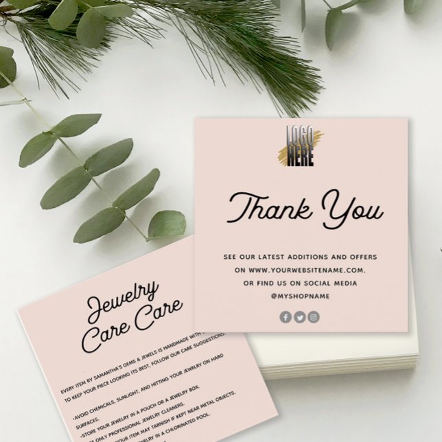 Tarjeta de cuidado de joyas Gracias con el logo Ru (Subido por el creador)