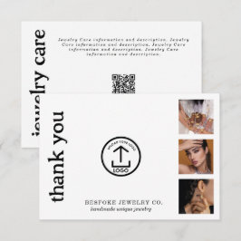 Tarjeta de cuidado de joyería de agradecimiento pa