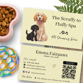 Tarjeta de cuidado de mascotas con salón de bellez