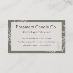 Tarjeta de cuidado de velas Rosemary Apothecary Na