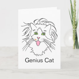 Tarjeta de cultura popular con gato genio Einstein