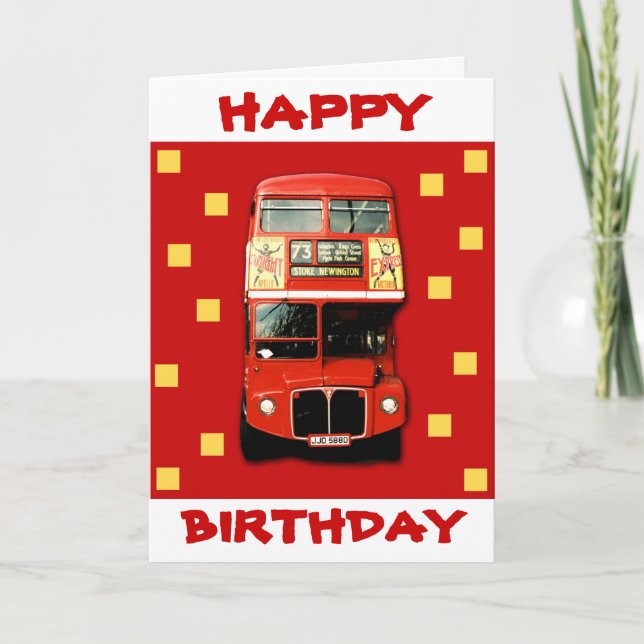 Tarjeta de cumpleaños 01 del autobús de Londres (Anverso)