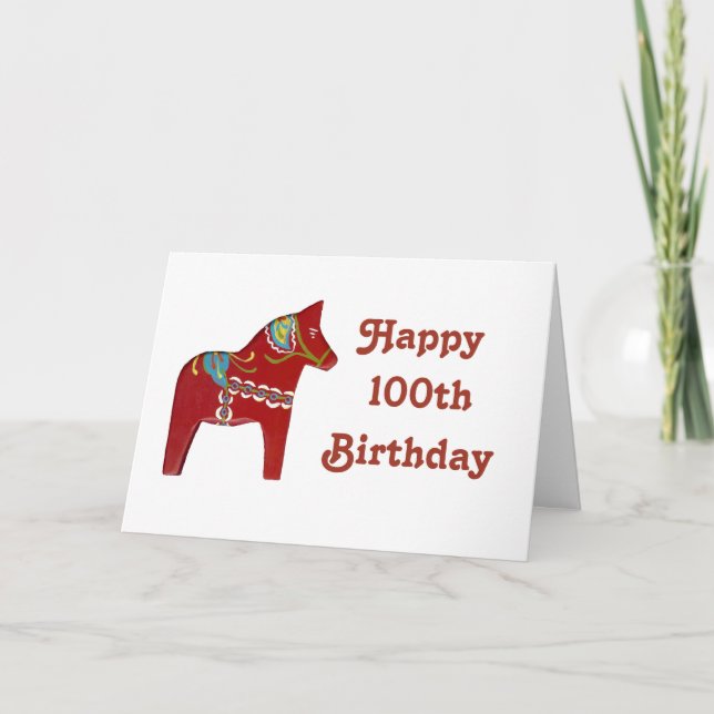 Tarjeta de cumpleaños 100 con caballo de Dala (Anverso)