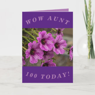 Tarjeta de cumpleaños 100 de Purple Floral para tí