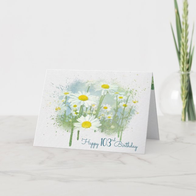 Tarjeta de cumpleaños 103 de White Daisies (Anverso)