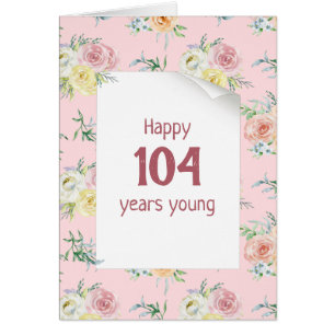 Tarjeta de cumpleaños 104º Rosa de acuarela
