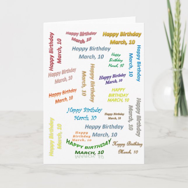 Tarjeta de Cumpleaños 10 de Marzo (Anverso)