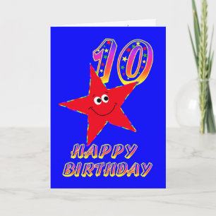 Tarjeta de cumpleaños 10 de Red Star Happy Happy