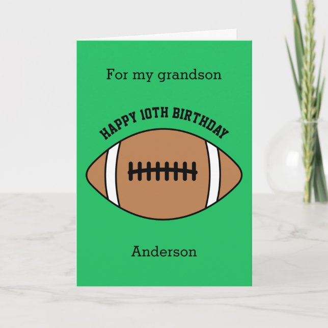 Tarjeta de cumpleaños 10 Green Football Sport (Anverso)