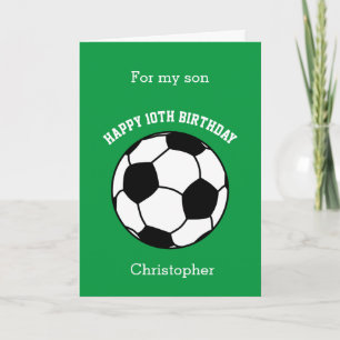 Tarjeta de cumpleaños 10 Green Soccer Sport