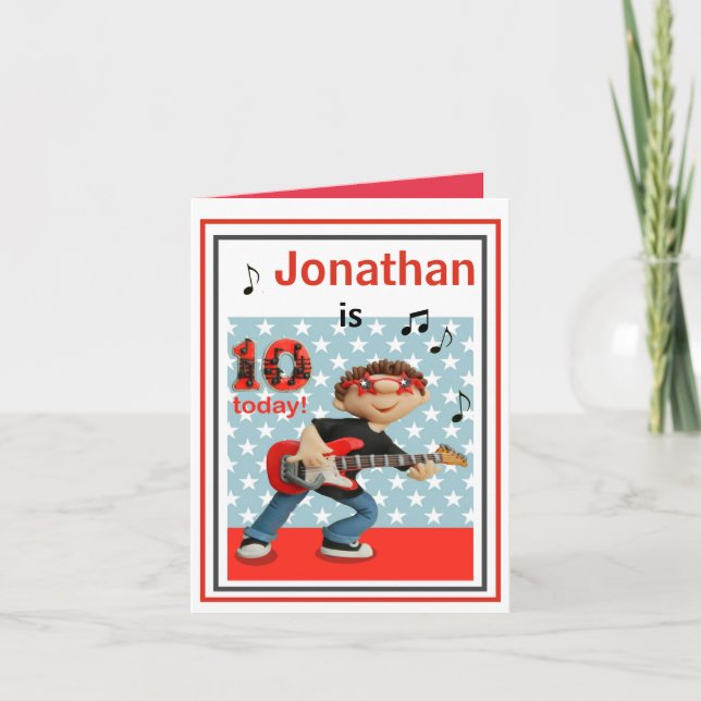 Tarjeta de cumpleaños 10 niños personalizares - Ro (Anverso)