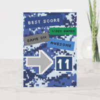 Tarjeta de cumpleaños 11 de Blue Video Gamer
