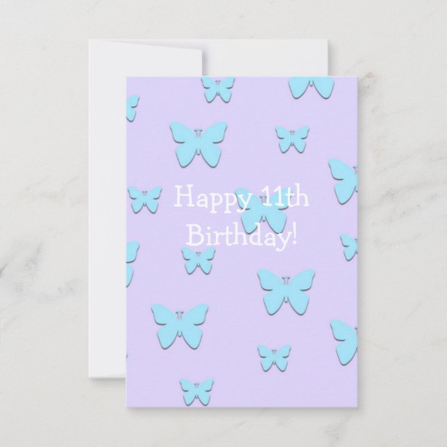 Tarjeta de cumpleaños 11 Feliz para Mariposa (Anverso)