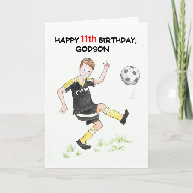 Tarjeta de cumpleaños 11 para un padrino - Futboli (Anverso)